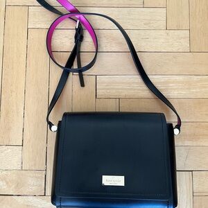 Kate Spade Avva Arbour Hill Smooth Black and Pink Crossbody Bag